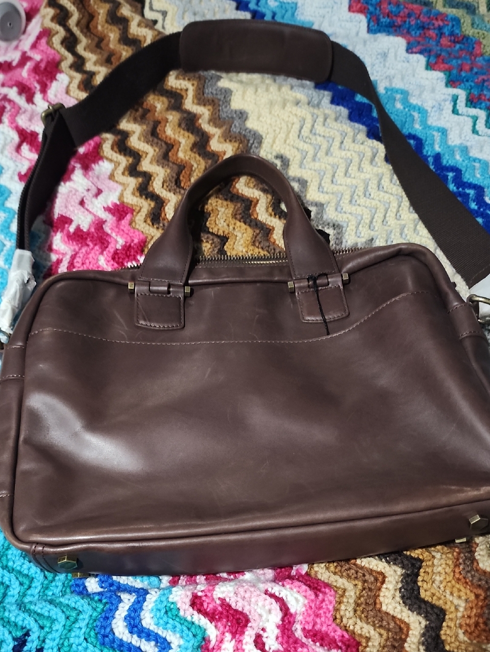 Ugg Men's Brown Leather Briefcase Shoulder Bag